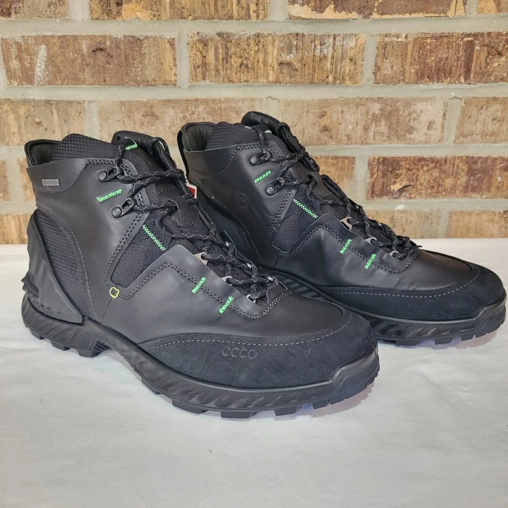 Ecco Exohike M Mid GTX Black Leather Gore-Tex Hiking Boots Mens 12-12.5 840734